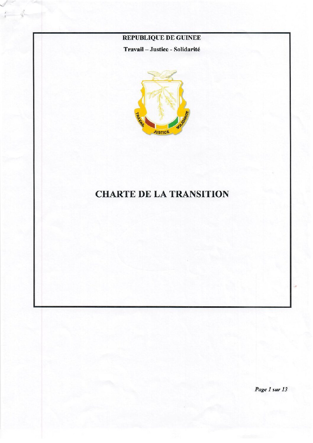 Guinée Voici Une Très Bonne Charte De La Transition élaborée Par Le Cnrd 5243