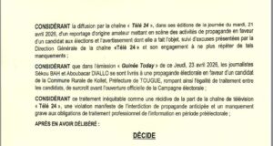 Guinée: la HAC suspend deux journalistes pour diffusion propagandiste éléctorale en faveur d’un candidat !