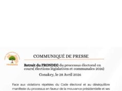 Le Front démocratique de Guinée (Frondeg) se retire de tout le processus éléctoral