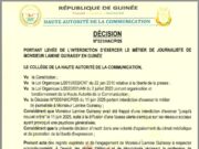 La HAC lève la suspension de Lamine Guirassy d’exercer le métier de journaliste en Guinée