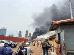 Conakry: un incendie majeur s’est produit sur l’ancien dépôt de carburant de Kaloum, ce samedi