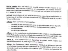 Guunée/éléctions: tout véhicule automobile, moto et tricycle sur l’ensemble du territoire national le dimanche 31 mai 2026 de 06 heures 00 minute à 18 heures 00 minut