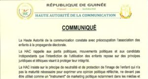 Guinée : la HAC met en garde contre l’utilisation des enfants dans la propagande électorale