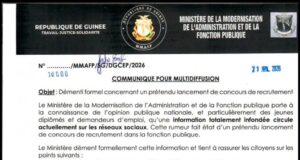 Guinée: le ministre de la fonction publique nie tout projet de recrutement des nouveaux fonctionnaires