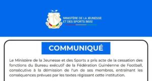 Le Ministère de la Jeunesse et des Sports prend acte de la cessation des fonctions du Bureau Exécutif de la Féguifoot