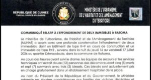Ratoma/Conakry: l’effondrement d’un immeuble de 9 étages fait 5 victimes à Démodoula ! (ministère de l’Habitat)