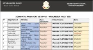 Guinée: voici le programme de passation de services des ministres, ce mercredi 27 juillet