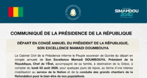 Mamadi Doumbouya en vacances en Grèce avec sa famille à partir du 3 août (communiqué de la Présidence)