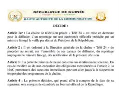 Communiqué de la HAC portant sur une mise en demeure de la chaîne privée « Télé 24 »