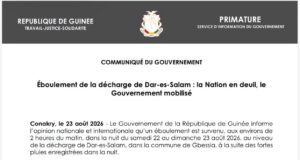 Éboulement à Dar-es-Salam/Conakry : 30 morts et 22 blessés (Gouvernement)
