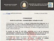 Le mardi 25 août déclaré férié, chômé et payé en Guinée