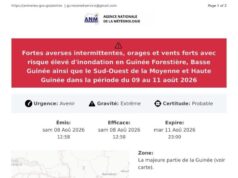 Intempéries en Guinée : fortes pluies annoncées, vigilance maximale en Basse-Guinée et en zone forestière