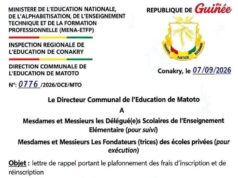 Guinée: Les frais de réinscription et d’inscription scolaire fixés entre 100 000 et 150 000 Gnf