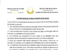 « Désormais, tout chef de famille accueillant une personne venue d’une autre localité devra en informer immédiatement le chef de quartier », Mairie de Kankan