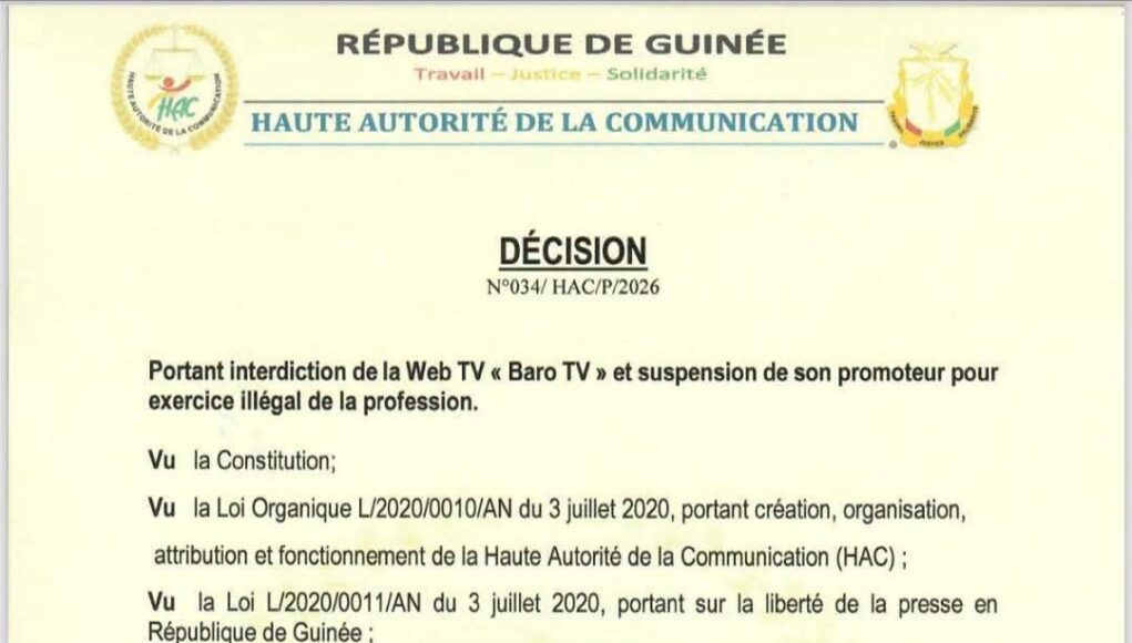 Guinée : la HAC interdit Baro TV et suspend son promoteur pour exercice illégal