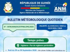 Des pluies faibles à modérées attendues sur toute la Guinée ce mercredi 30 septembre (ANM)