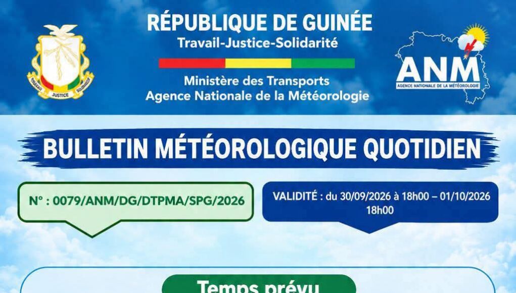 Guinée: orages nocturnes et pluies attendus dans plusieurs régions du 30 septembre au 1er octobre (ANM)