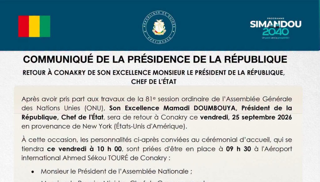 Sommet de l’ONU à New-York : le retour du président Doumbouya à Conakry prévu ce vendredi 25 septembre