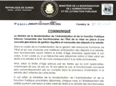 Guinée: les départs à la retraite seront désormais organisés chaque mois