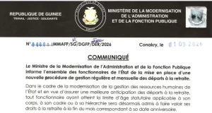 Guinée: les départs à la retraite seront désormais organisés chaque mois