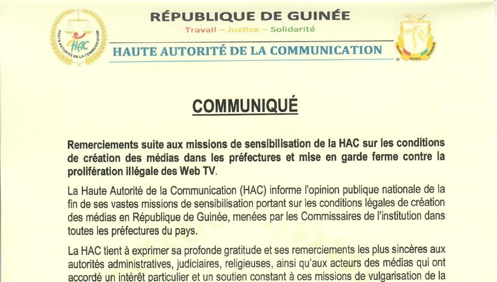 Médias/Guinée : la HAC hausse le ton contre les Web TV illégales