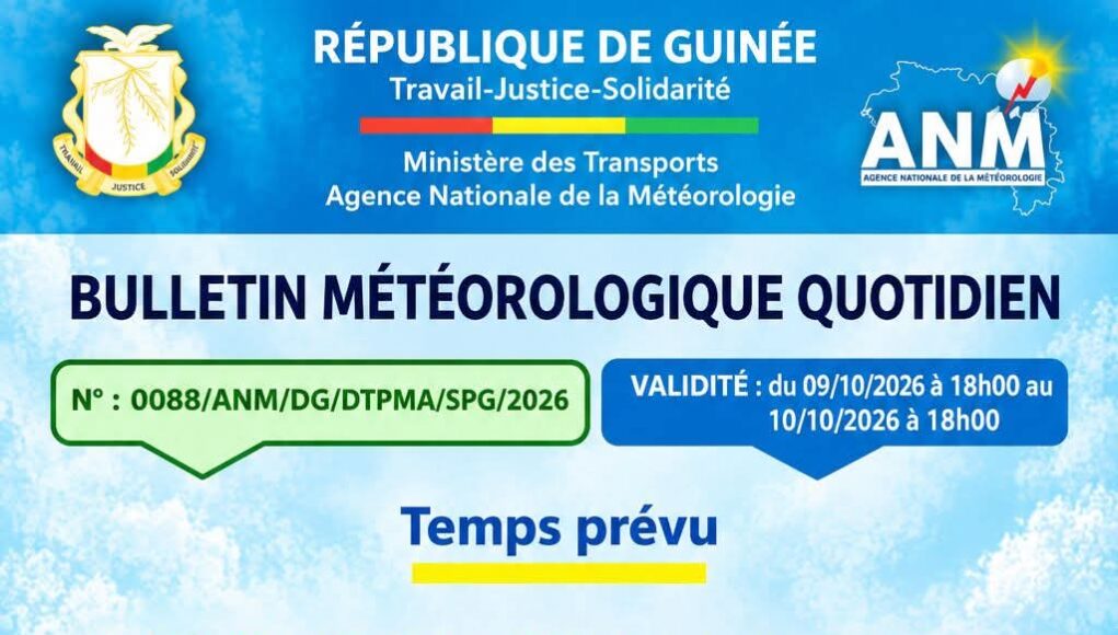 Guinée : des averses orageuses attendues sur le littoral, un temps variable annoncé sur l’ensemble du pays (ANM)