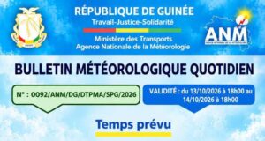 Guinée : des pluies orageuses attendues dans certaines régions, un temps globalement ensoleillé ce mercredi 14 octobre