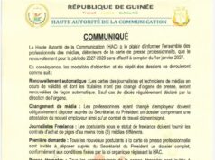 Guinée : la HAC lance le renouvellement des cartes de presse pour la période 2027-2029