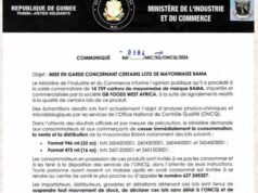 Guinée : le ministère du Commerce met en garde contre certains lots de mayonnaise BAMA !